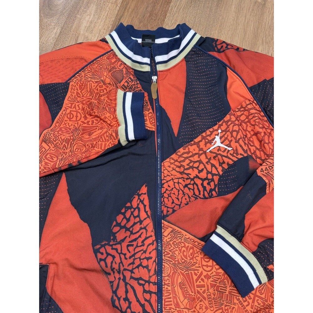 Vtg Jordan 4XL Track Jacket Full Zip Orange Navy Abstract AOP Nike Men Jumpman